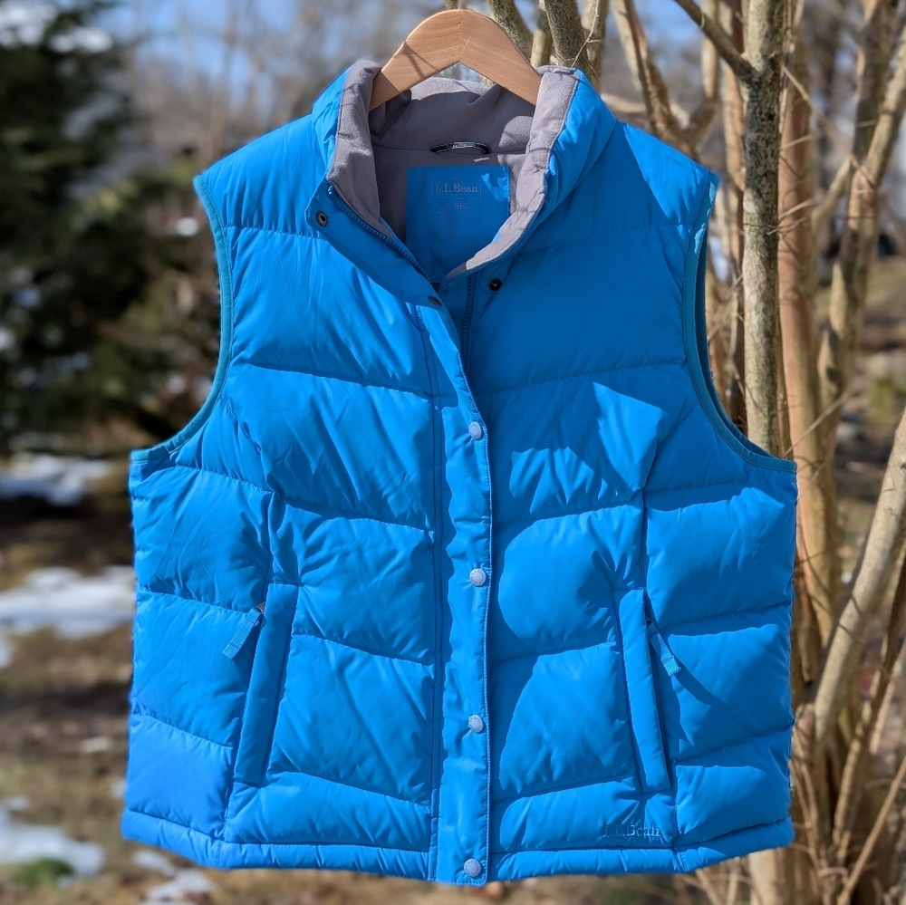 L.L. Bean Women's XL Sky Blue Goose Down Quilted Puffer Vest Packable